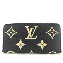 Louis Vuitton Long Wallet Zippy M80481 Round Monogram Empreinte Black Beige Women's LOUIS VUITTON