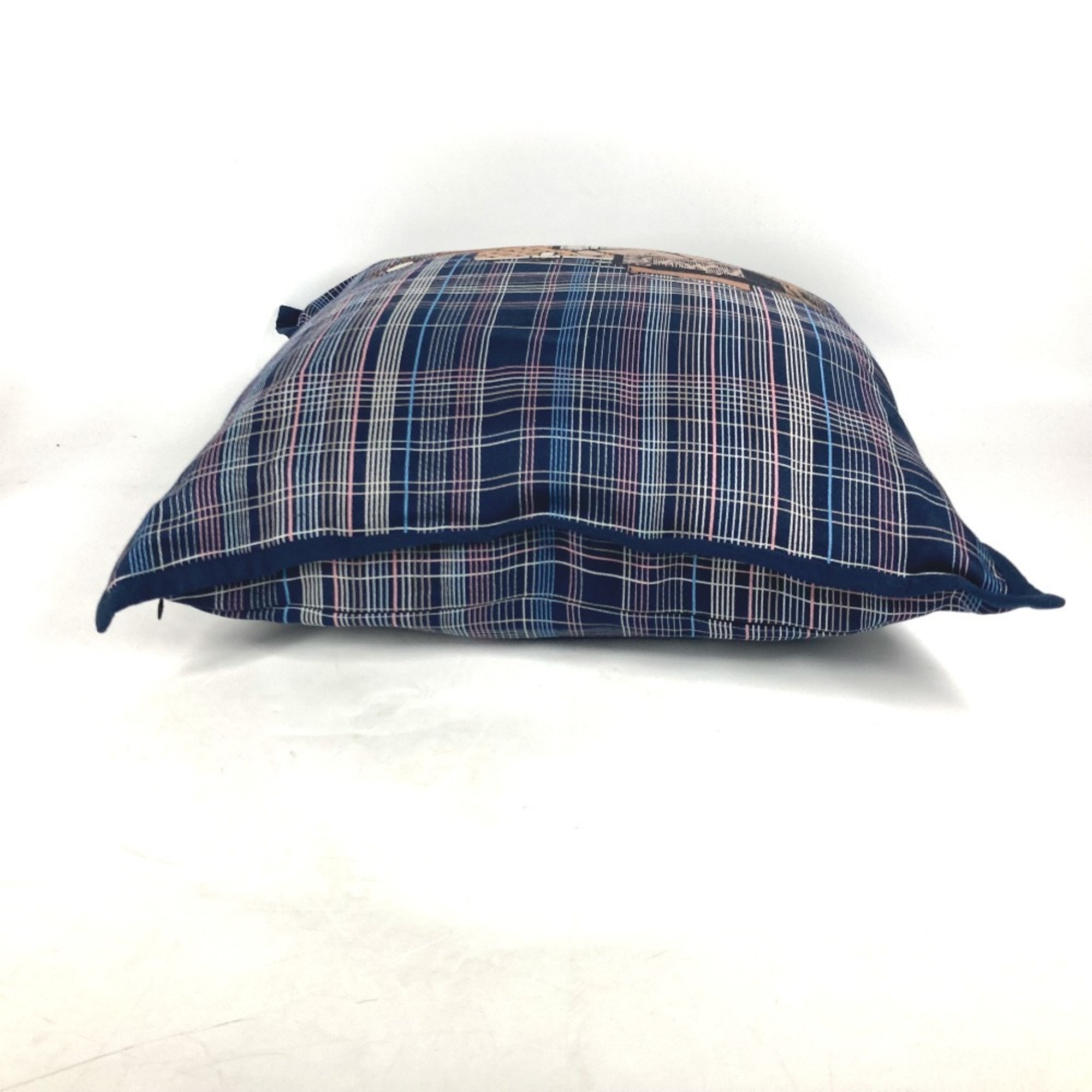 LOUIS VUITTON MP2101 Monogram Check Pattern Pillow Cushion Wool Silk Men's Navy