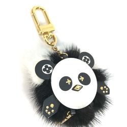 LOUIS VUITTON M63094 Animal Fur Portocle Wild Panda Bag Charm Keychain Leather Mink Women's Black