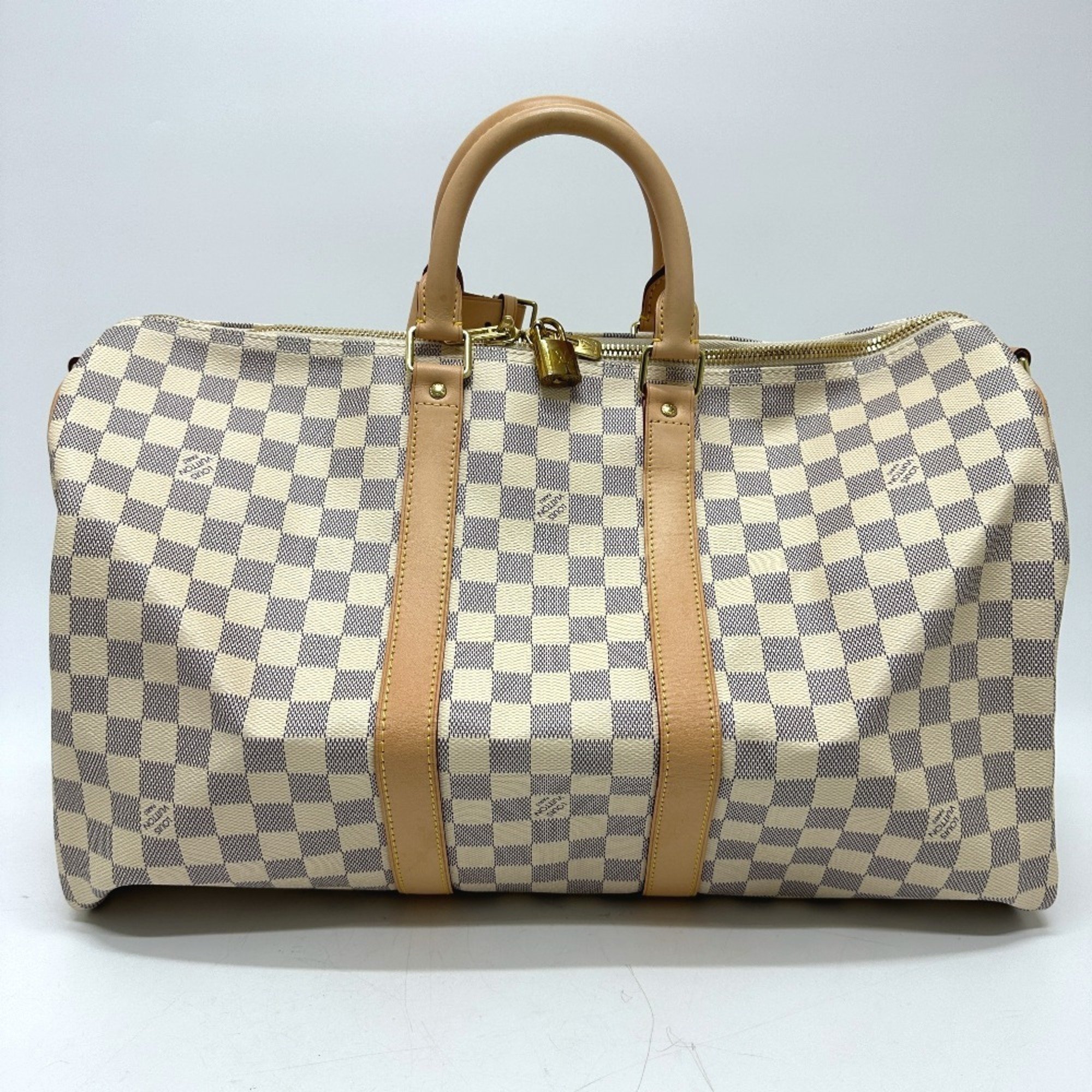 LOUIS VUITTON N48223 Damier Azur Keepall Bandouliere 45 Boston Bag Canvas Women's White