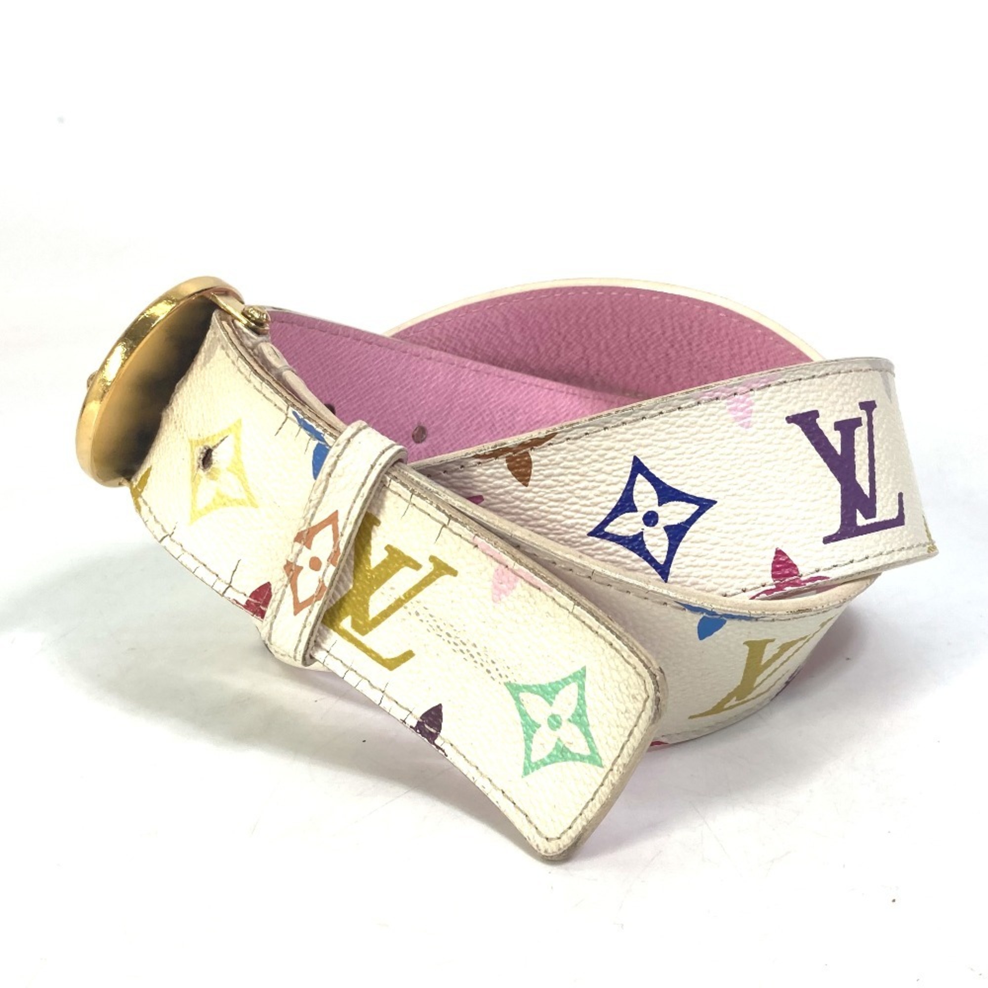 LOUIS VUITTON M9627 Monogram Multicolor Santur T&B Belt Canvas Women's Blanc White