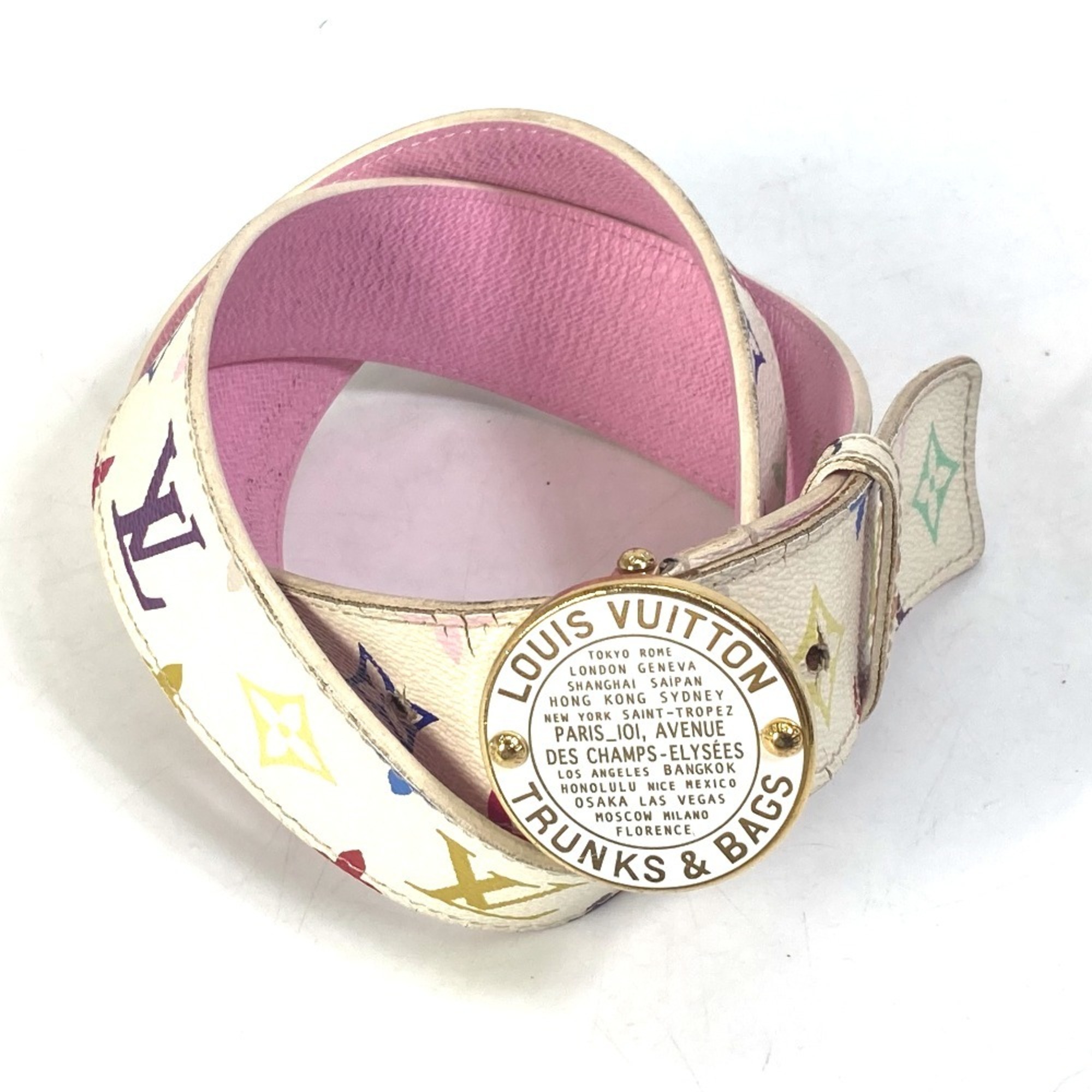 LOUIS VUITTON M9627 Monogram Multicolor Santur T&B Belt Canvas Women's Blanc White