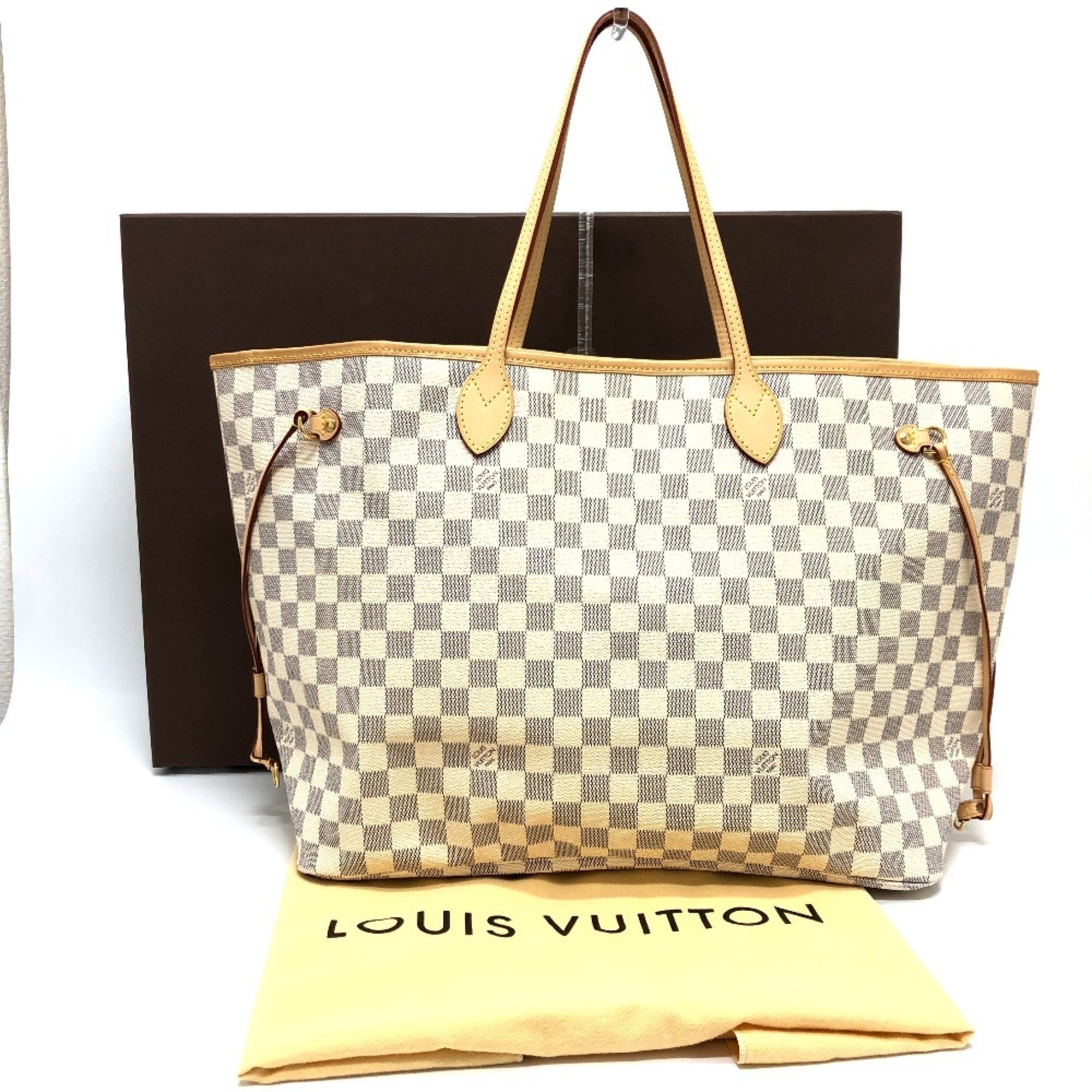 LOUIS VUITTON Louis Vuitton N51108 Neverfull GM Tote Bag Handbag Damier Azur Canvas Women's White