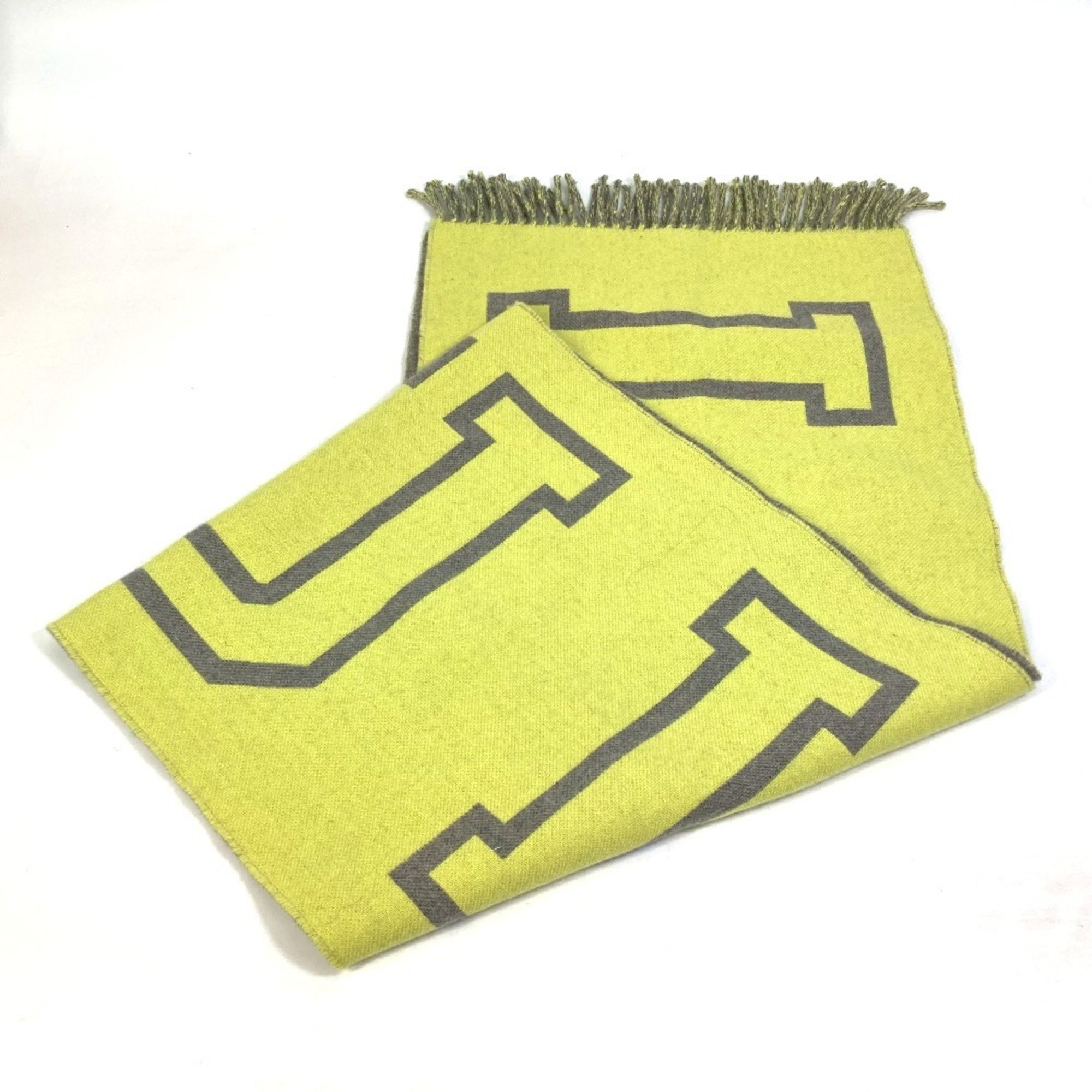 LOUIS VUITTON MP2154 Echarpe City Fluo Scarf Wool Cashmere Men's Yellow