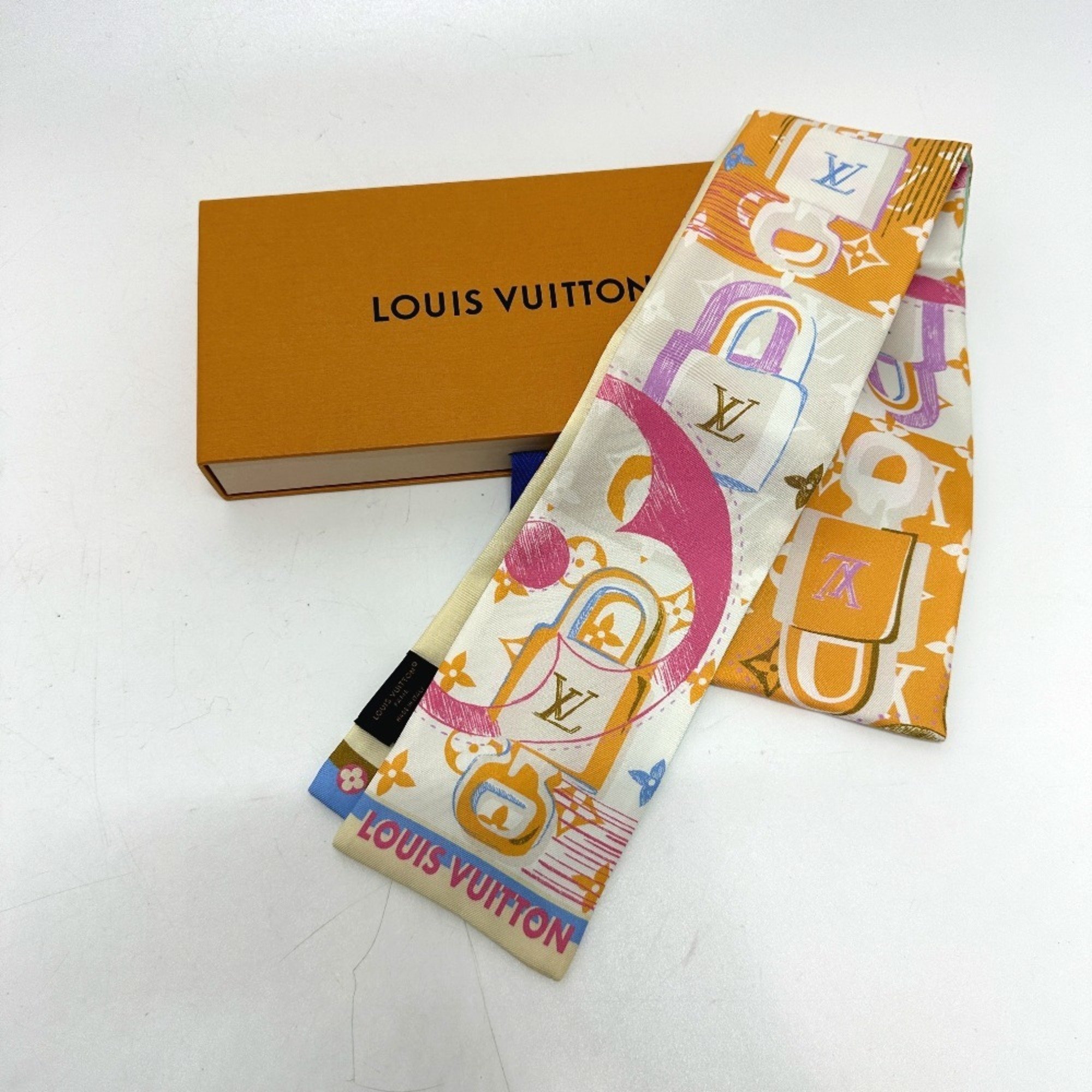 LOUIS VUITTON M78497 Bandeau Arty LV Unlocked Scarf Silk Women's Multicolor