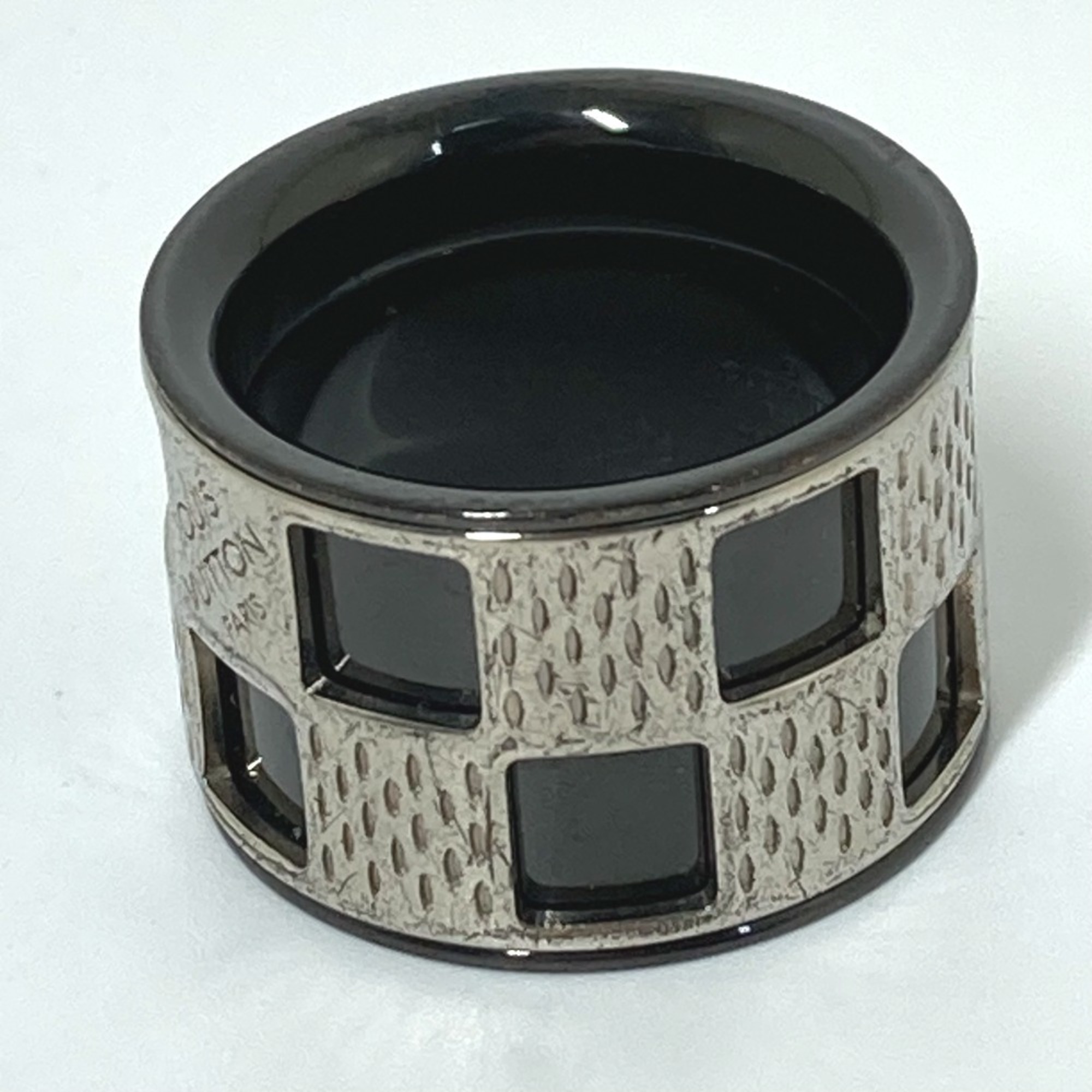 LOUIS VUITTON M64239 Berg Damier Perforated Ring, Metal, Men's, Silver