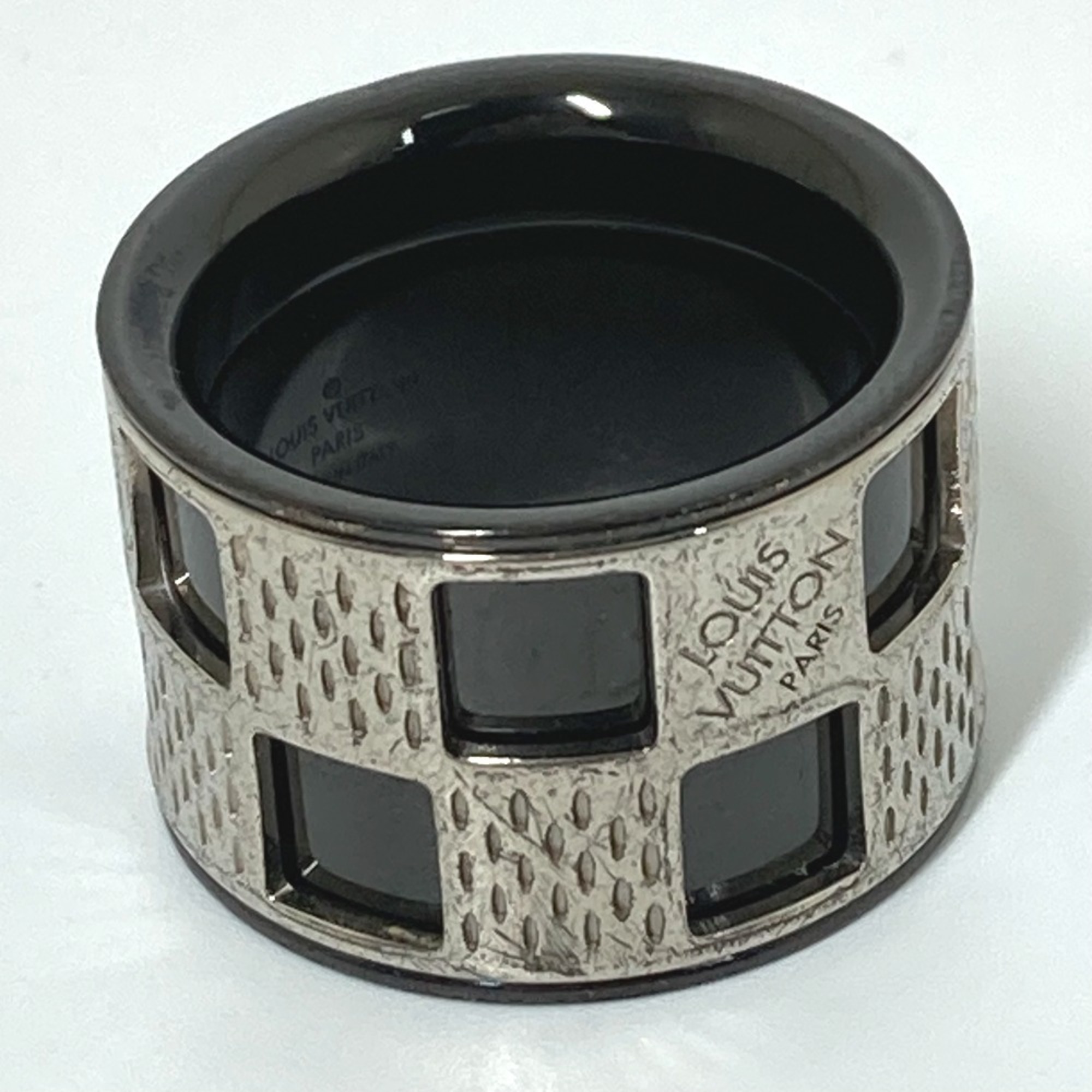 LOUIS VUITTON M64239 Berg Damier Perforated Ring, Metal, Men's, Silver