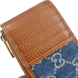 Gucci Wallet/Coin Case 697717 GG Denim Navy Brown Business Card Holder/Card Accessories Women's GUCCI