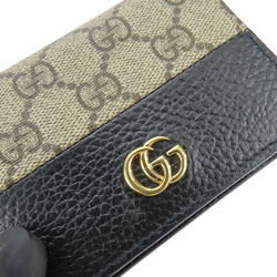 Gucci Bi-fold Wallet 658610 Double G GG Supreme Canvas Leather Black Beige Business Card Holder/Card Case Small Items Compact Women's GUCCI