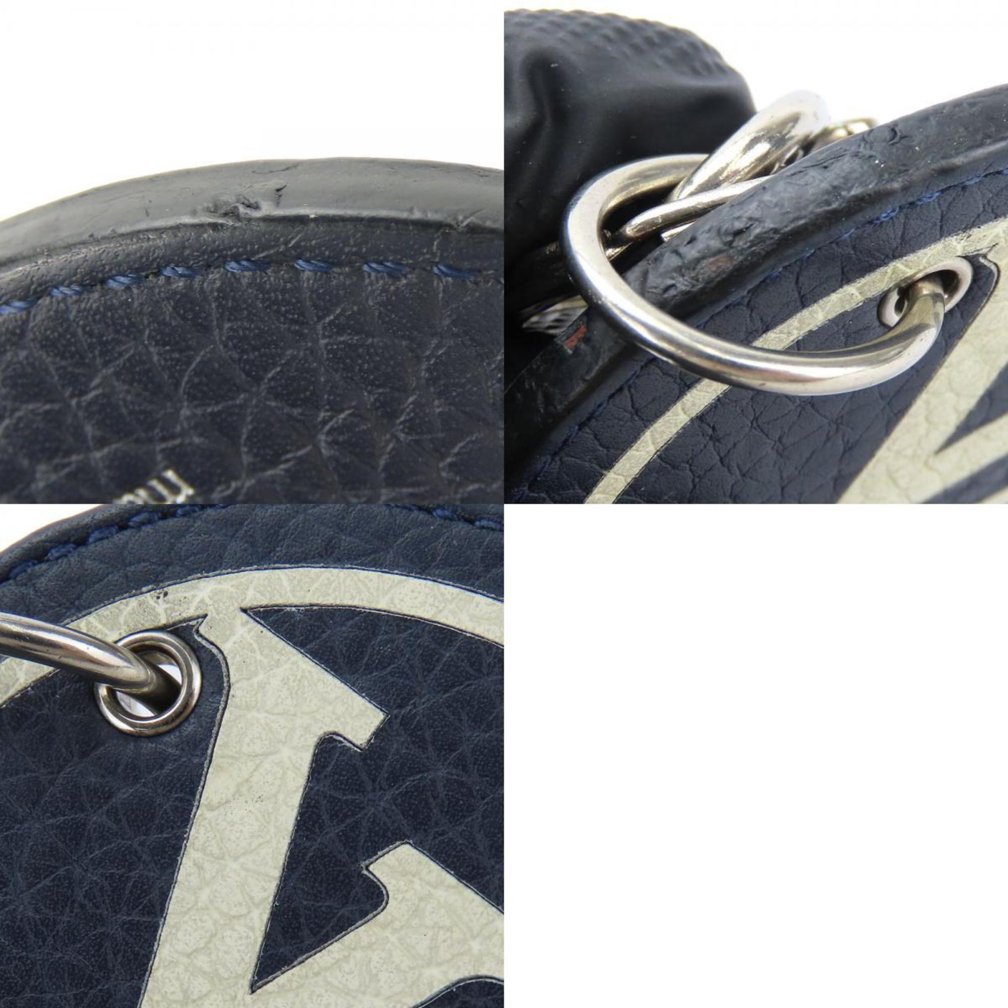 Louis Vuitton Keychain Porte-Cle MP2082 Taurillon Initial Leather Navy White Accessories Women Men LOUIS VUITTON