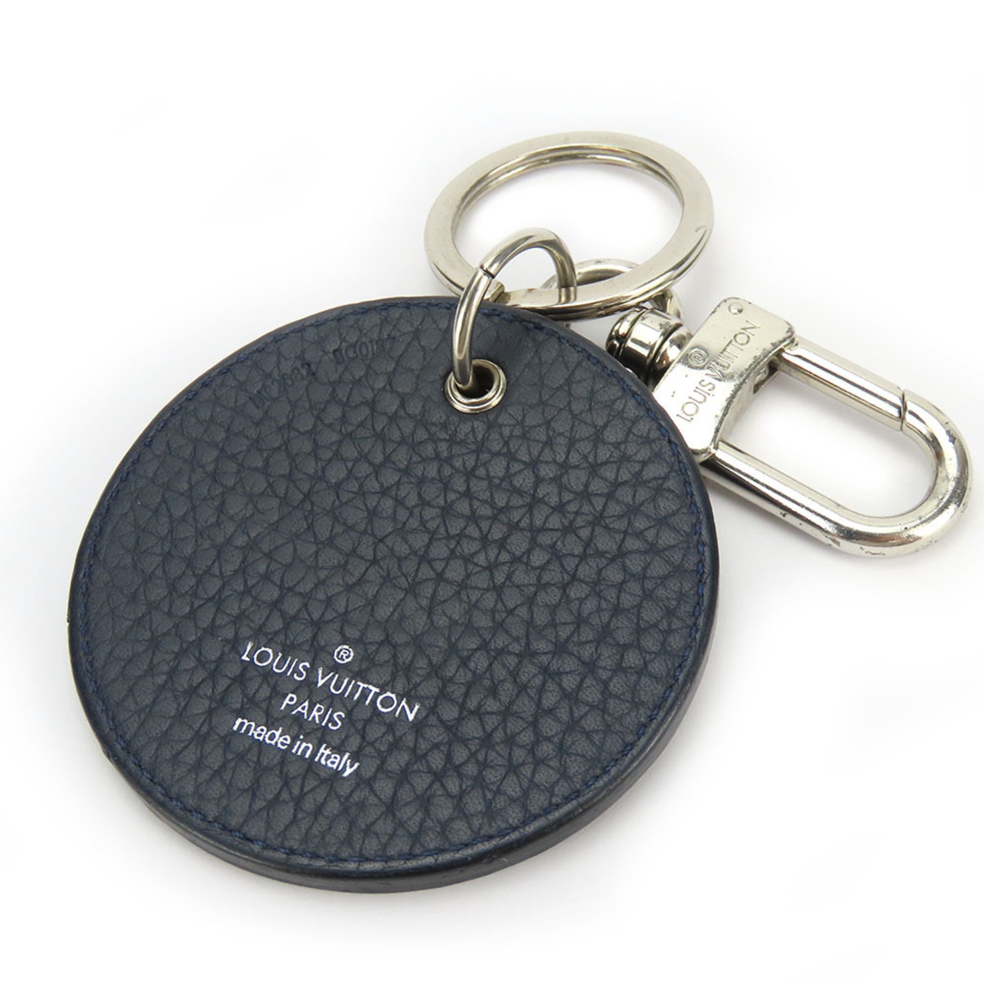 Louis Vuitton Keychain Porte-Cle MP2082 Taurillon Initial Leather Navy White Accessories Women Men LOUIS VUITTON