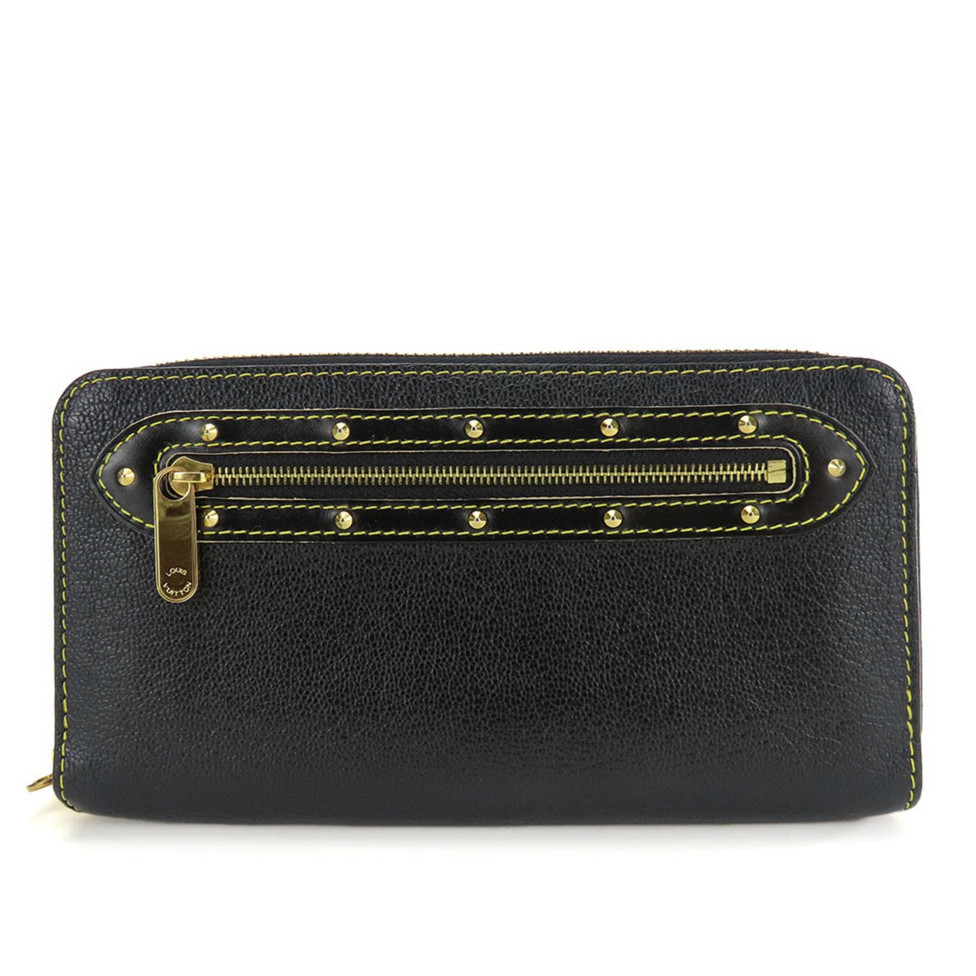 Louis Vuitton Long Wallet Zippy M93029 Suhali Round Leather Black Studs Women's LOUIS VUITTON