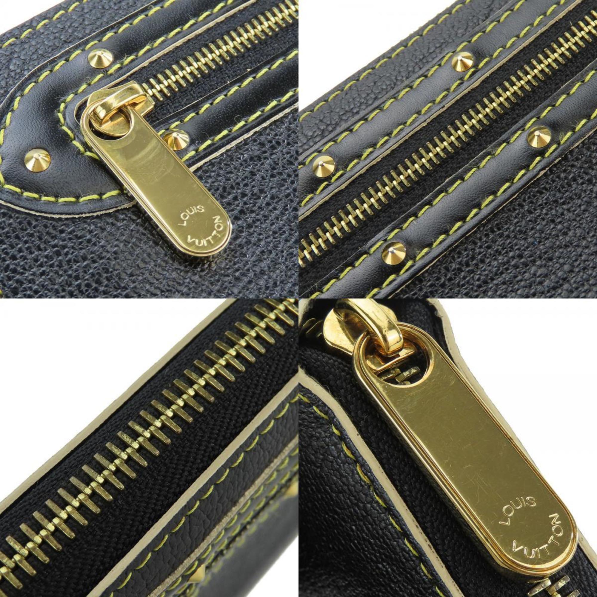 Louis Vuitton Long Wallet Zippy M93029 Suhali Round Leather Black Studs Women's LOUIS VUITTON