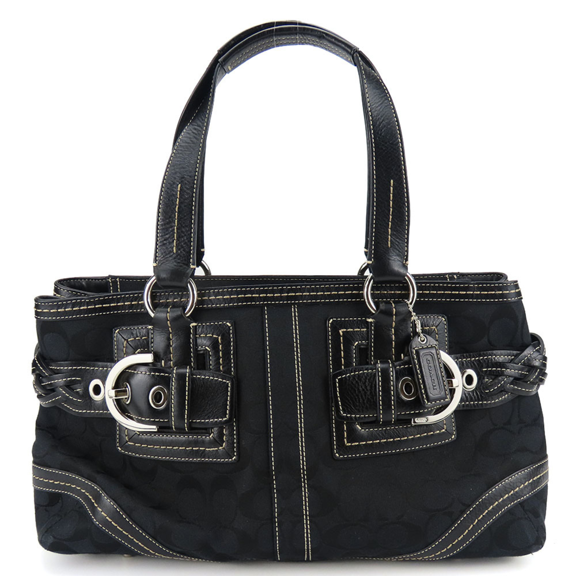 Coach Tote Bag 5089 Signature Canvas Black Women's COACH