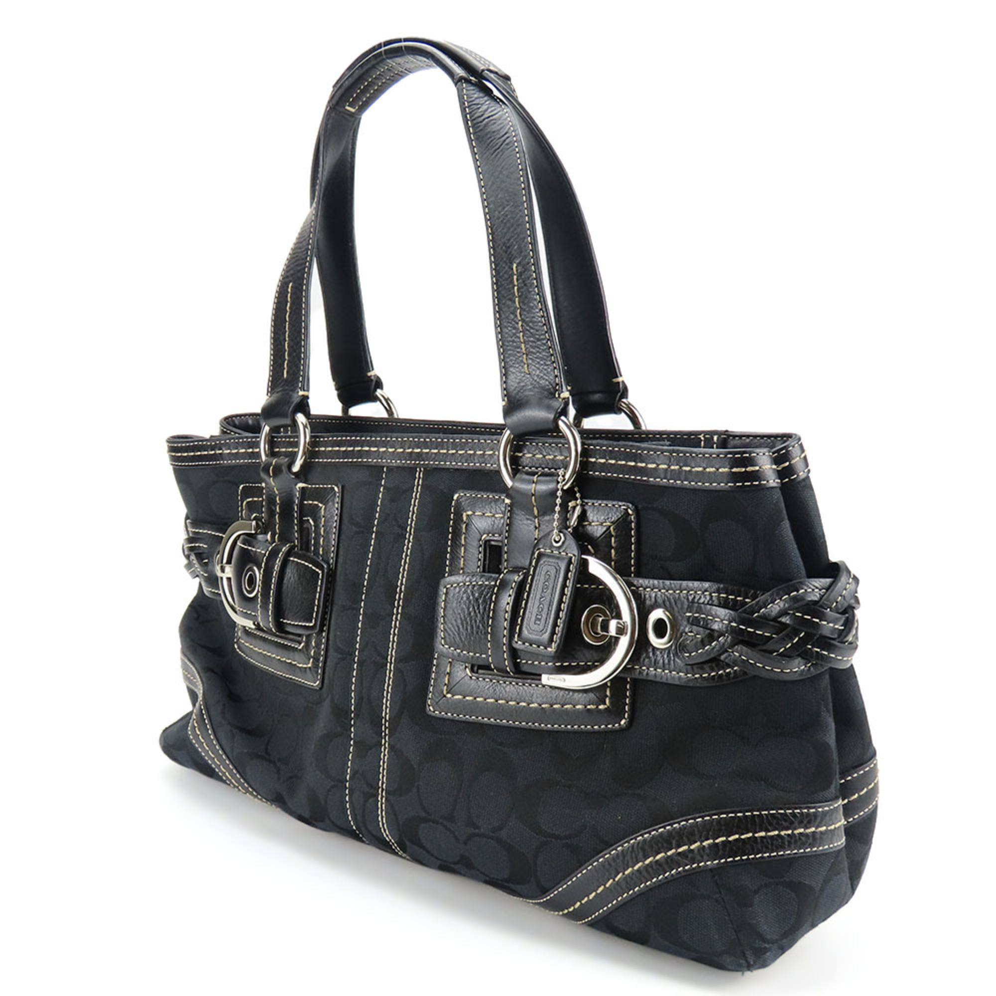 Coach Tote Bag 5089 Signature Canvas Black Women's COACH