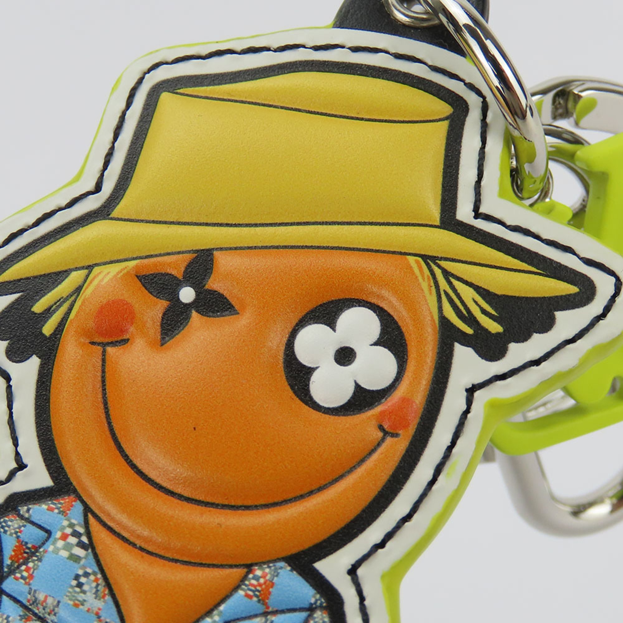 Louis Vuitton Keychain Porto Cle LV Scarecrow MP2922 Leather Monogram Yellow Multicolor Keyring Accessory Women Men LOUIS VUITTON