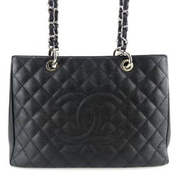 Chanel Tote Bag GST Matelasse Caviar Skin Black Chain 14th Series Coco Mark Women's CHANEL