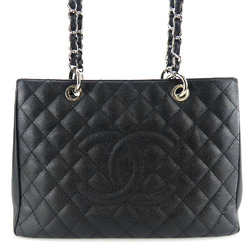 Chanel Tote Bag GST Matelasse Caviar Skin Black Chain 14th Series Coco Mark Women's CHANEL