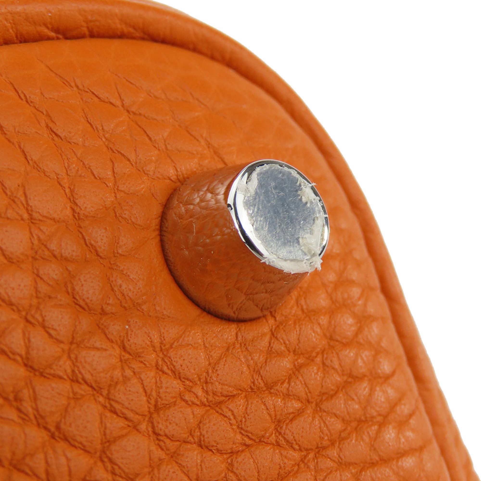 Hermes Handbag Picotin Lock 18 PM Taurillon Clemence Orange Rouge Grenat X Stamp Bicolor Women's HERMES