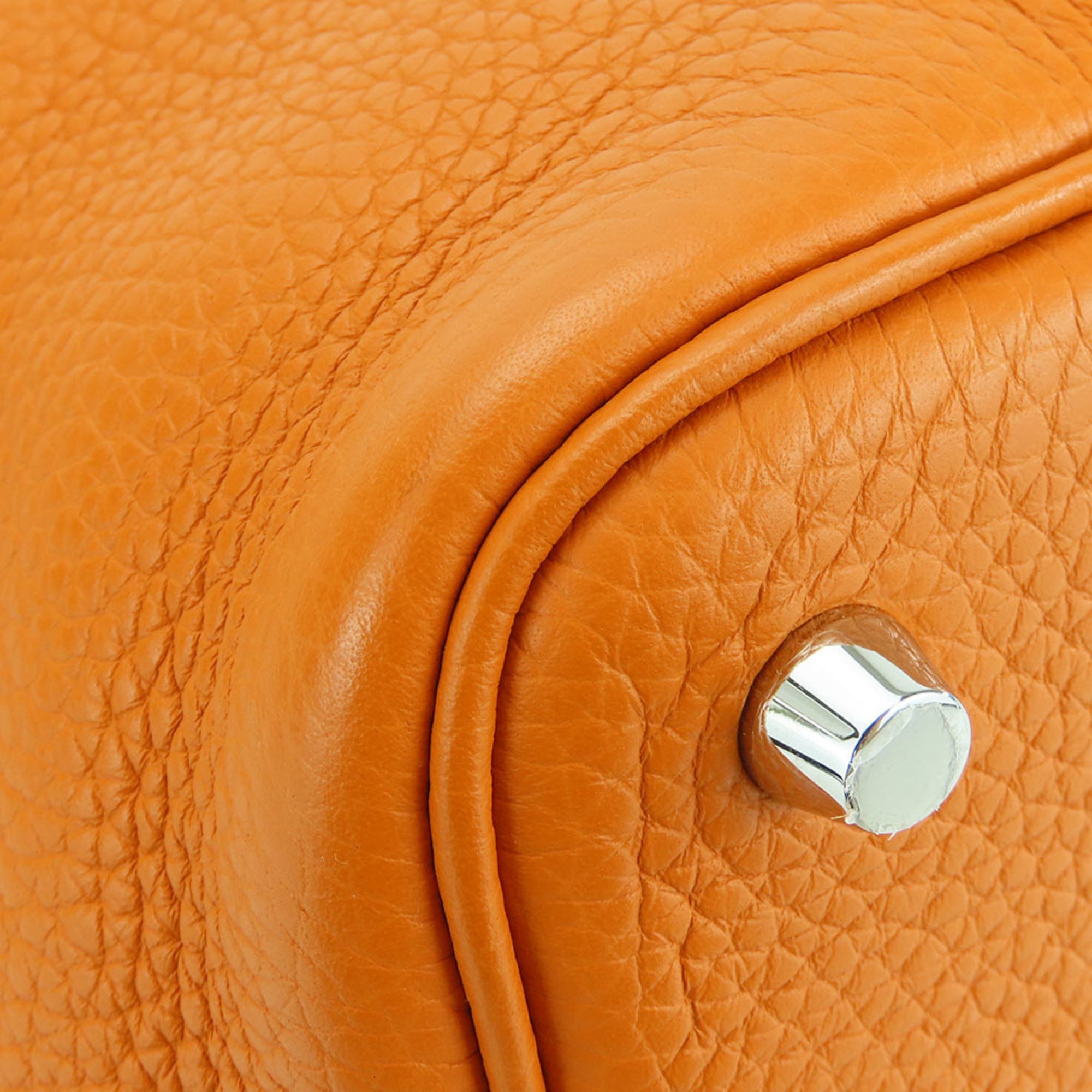 Hermes Handbag Picotin Lock 18 PM Taurillon Clemence Orange Rouge Grenat X Stamp Bicolor Women's HERMES