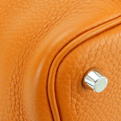 Hermes Handbag Picotin Lock 18 PM Taurillon Clemence Orange Rouge Grenat X Stamp Bicolor Women's HERMES