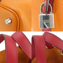 Hermes Handbag Picotin Lock 18 PM Taurillon Clemence Orange Rouge Grenat X Stamp Bicolor Women's HERMES