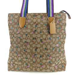 Coach Tote Bag F30604 Signature Canvas Beige Multicolor Cherry Rainbow Glitter Women's COACH