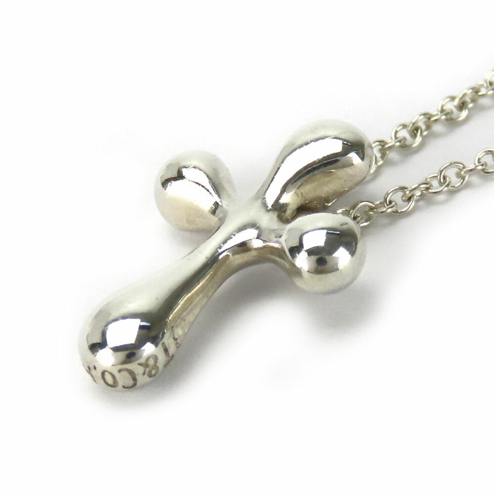 Tiffany Necklace Small Cross Silver 925 Approx. 2.4g Elsa Peretti Women's TIFFANY&Co.