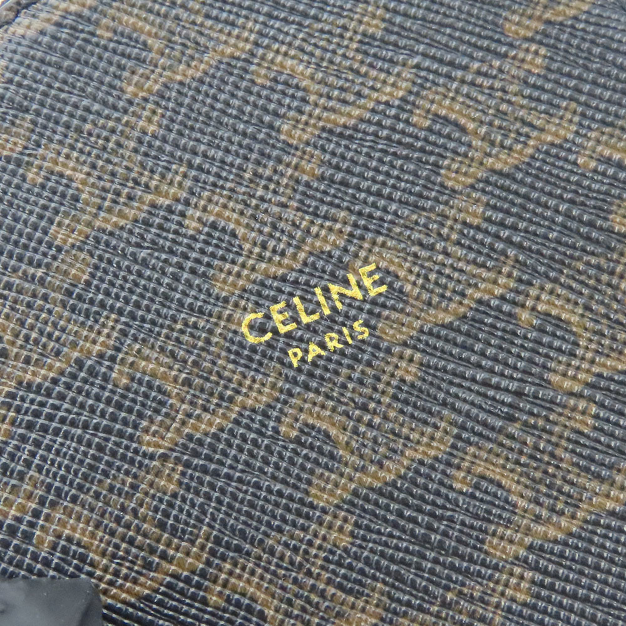 CELINE Wallet/Coin Case Triomphe 10D222BQ3.38NO Leather Black Brown Round Women's