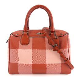 Coach handbag Boston F26146 leather red pink check pattern shoulder bag for women COACH