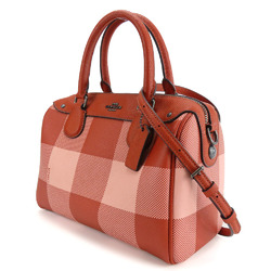 Coach handbag Boston F26146 leather red pink check pattern shoulder bag for women COACH