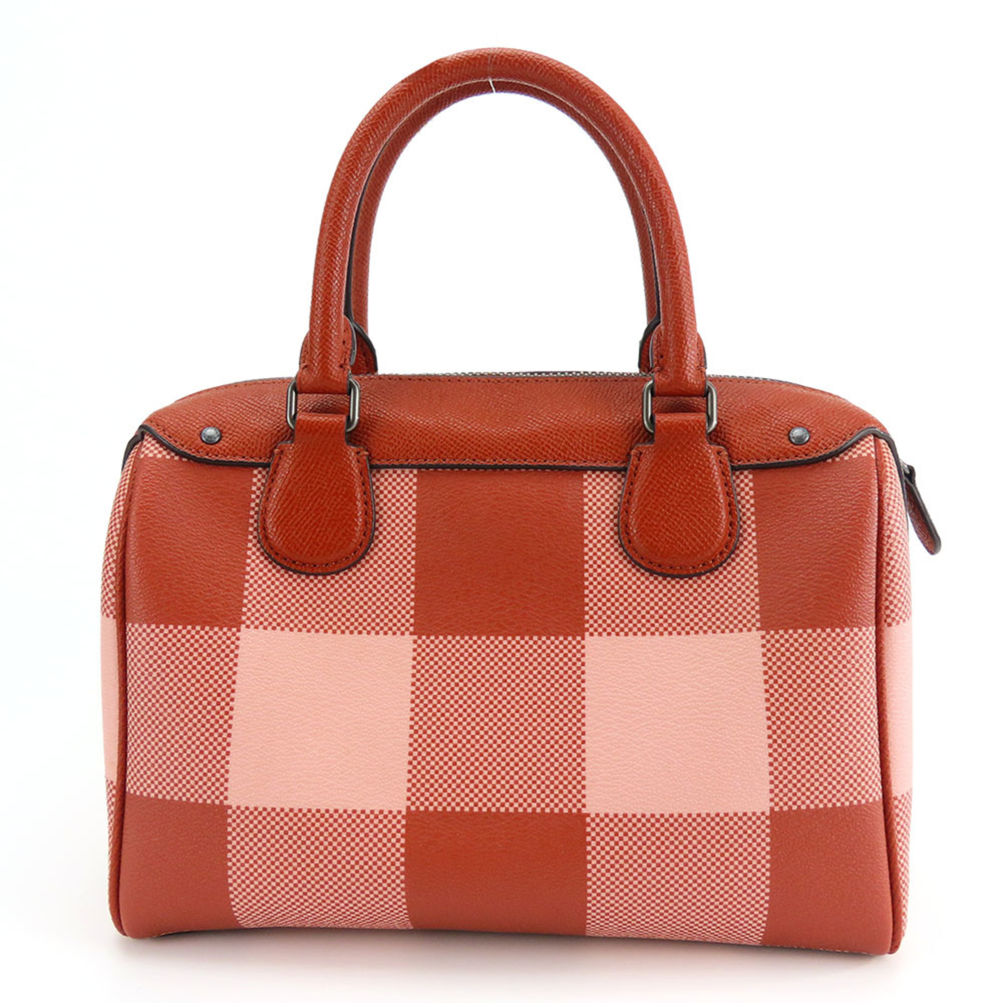 Coach handbag Boston F26146 leather red pink check pattern shoulder bag for women COACH