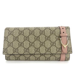 Gucci Long Wallet 309760 GG Supreme Canvas Leather Brown Pink Accessories Women's GUCCI