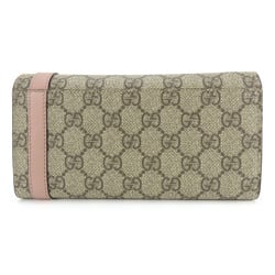 Gucci Long Wallet 309760 GG Supreme Canvas Leather Brown Pink Accessories Women's GUCCI