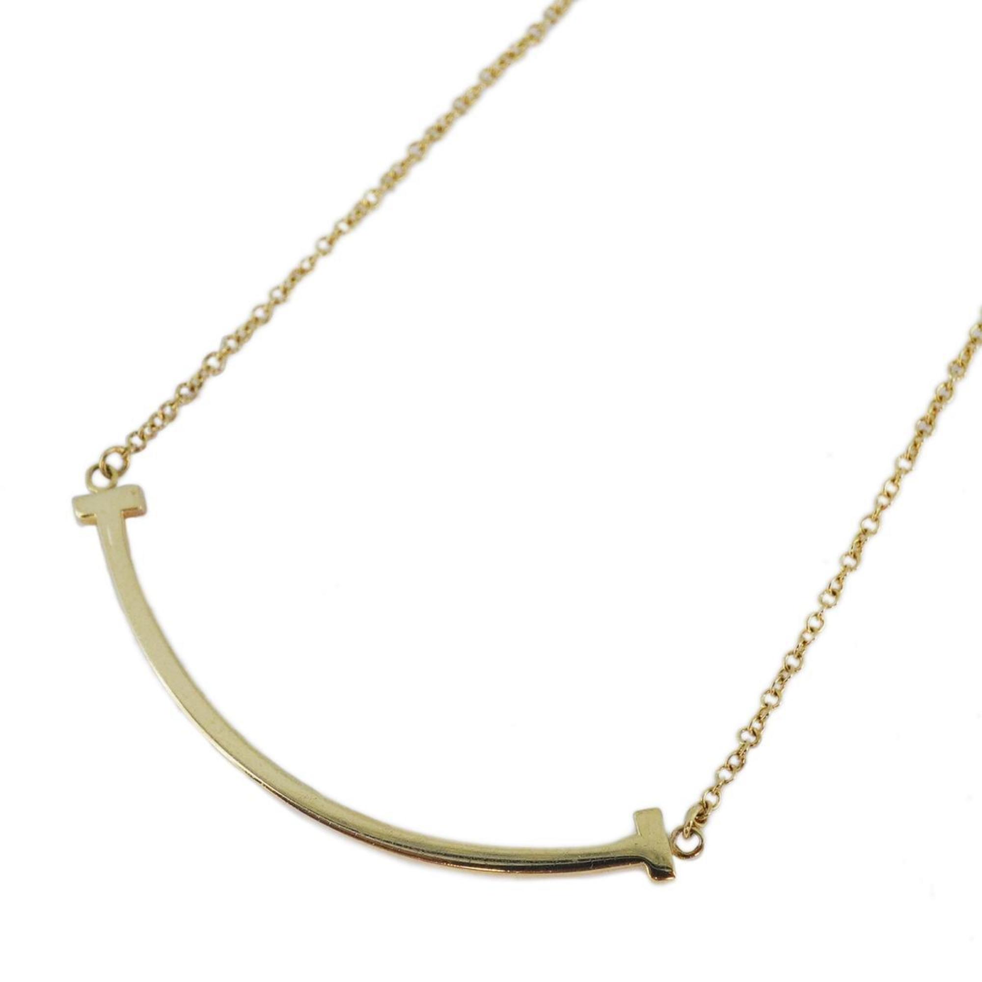 Tiffany Necklace T Smile Small K18YG Yellow Gold Women's