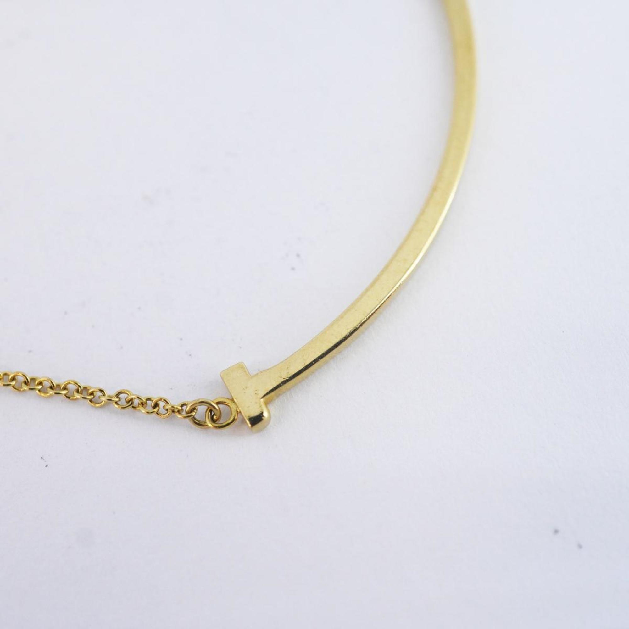 Tiffany Necklace T Smile Small K18YG Yellow Gold Women's