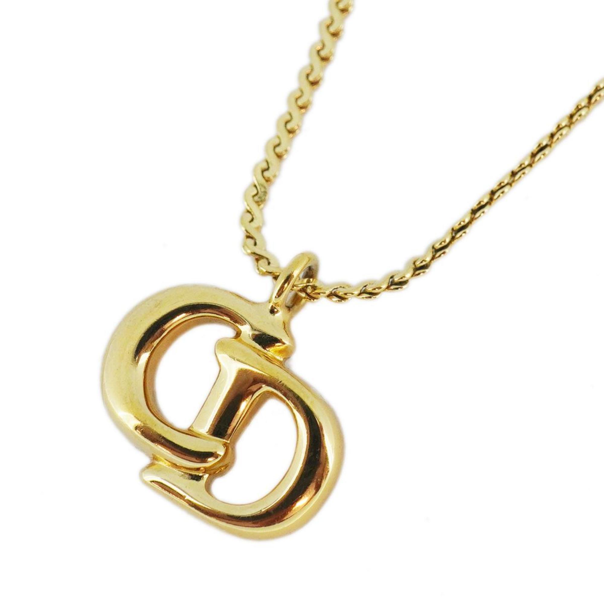 Christian Dior Necklace CD GP Plated Gold Women's