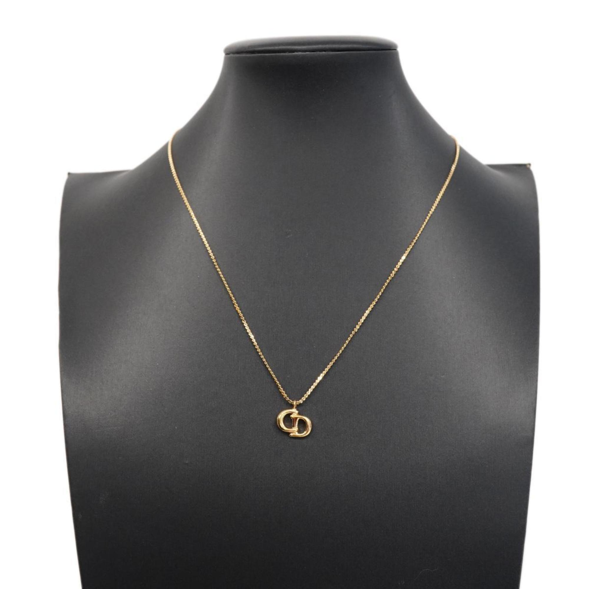 Christian Dior Necklace CD GP Plated Gold Women's