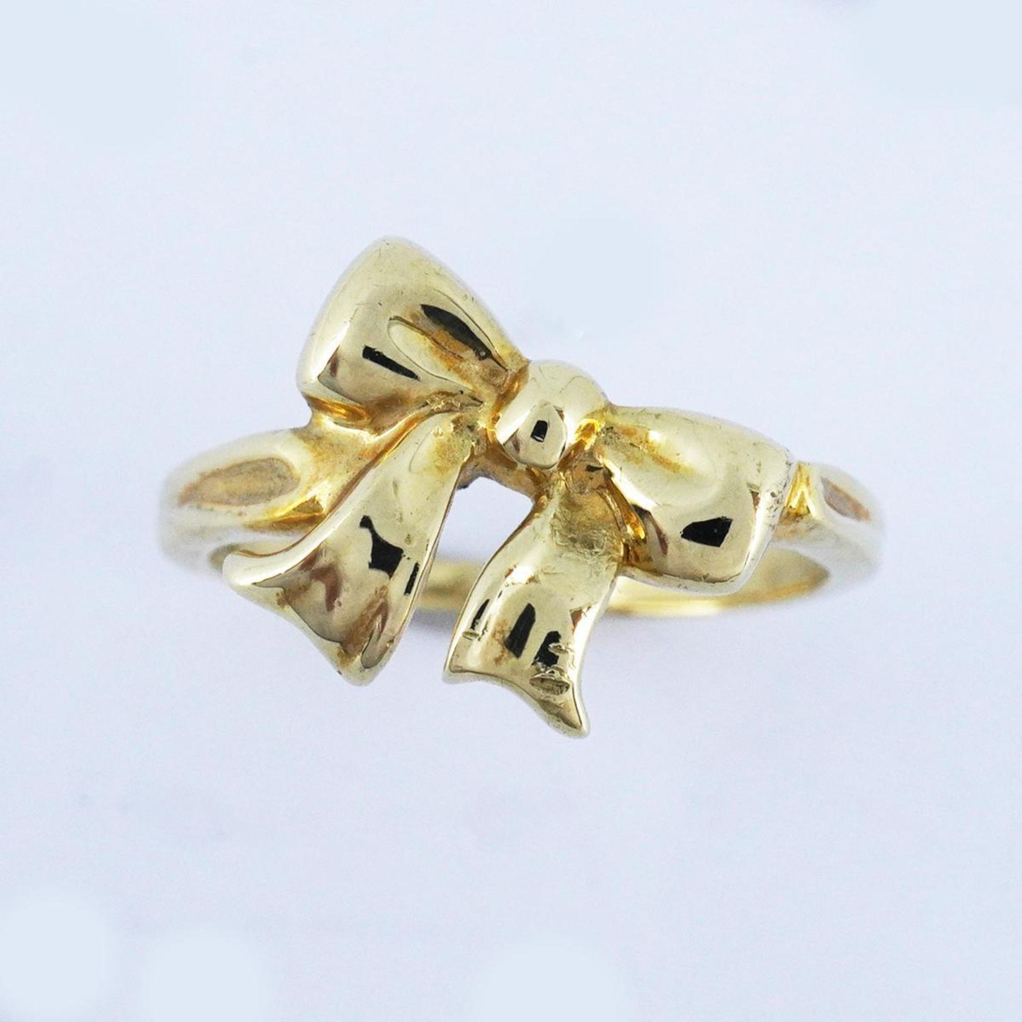 Tiffany Ring Ribbon K18YG Yellow Gold Ladies