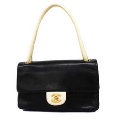 Chanel Shoulder Bag Punching Leather Black Women's