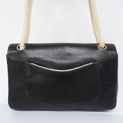 Chanel Shoulder Bag Punching Leather Black Women's