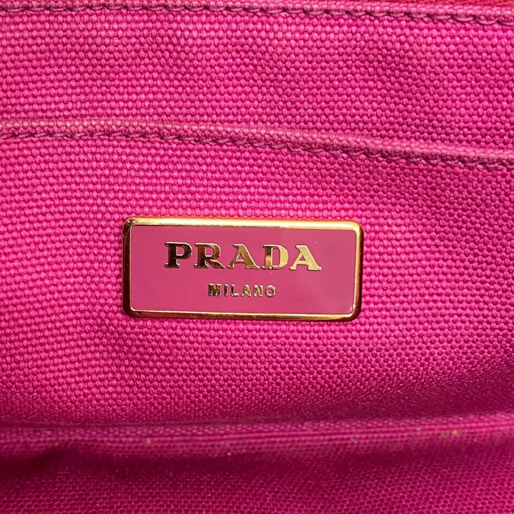 Prada Tote Bag Canapa Canvas Pink Women's