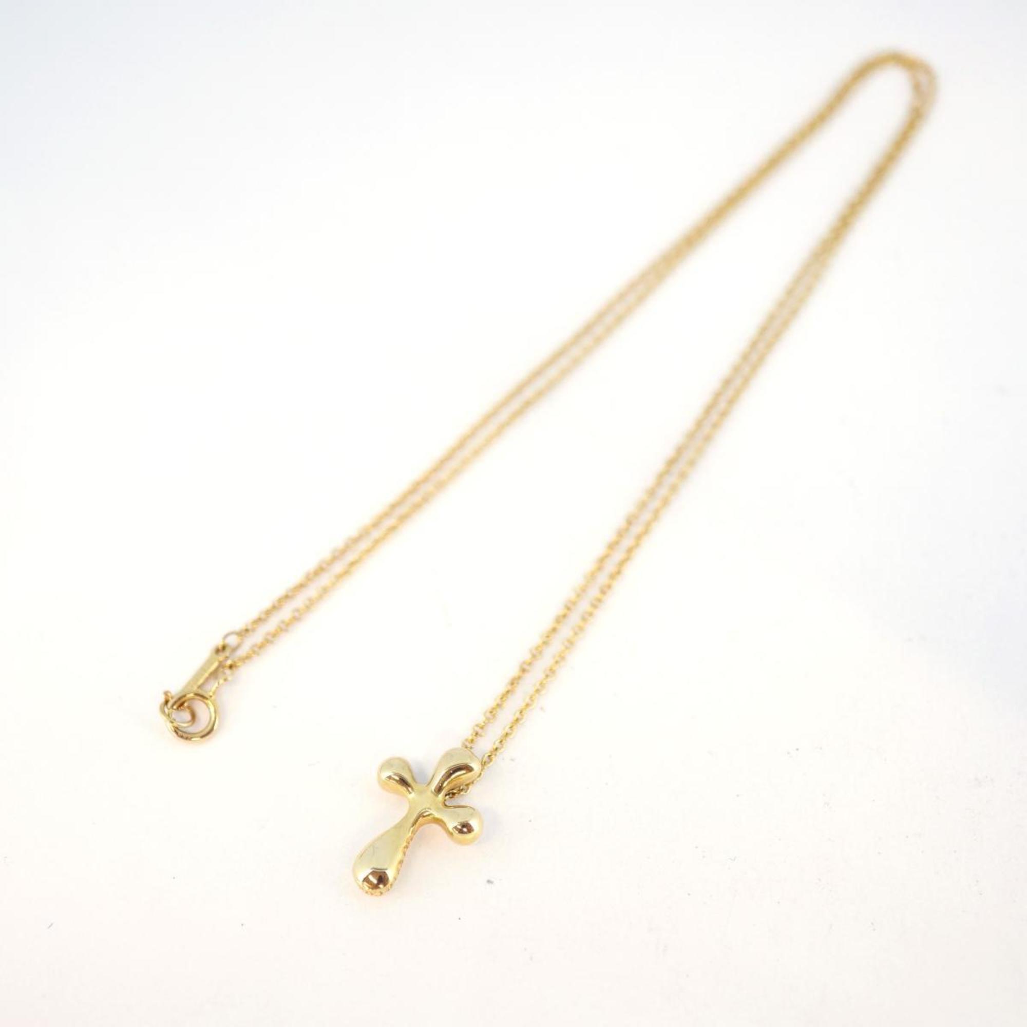 Tiffany Necklace Small Cross K18YG Yellow Gold Women's