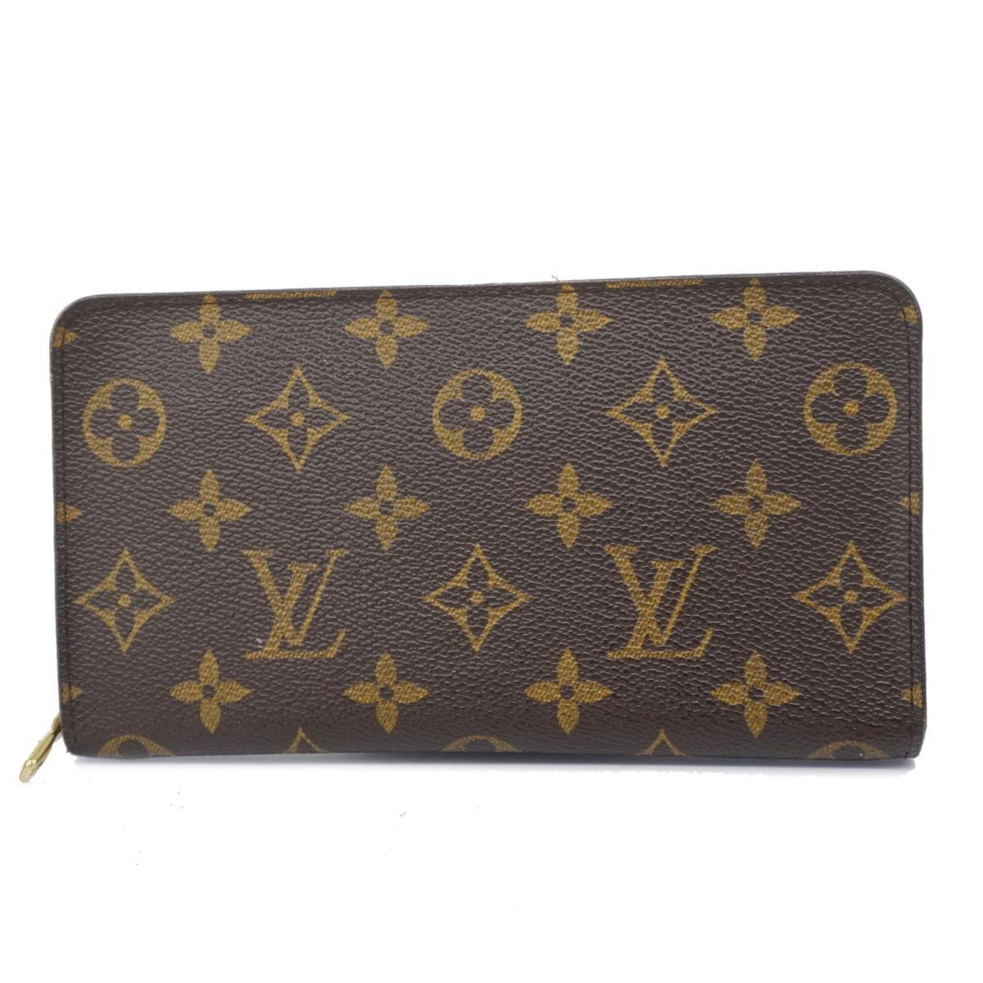 Louis Vuitton Long Wallet Monogram Porto Monaco Zip M61727 Brown Men's Women's