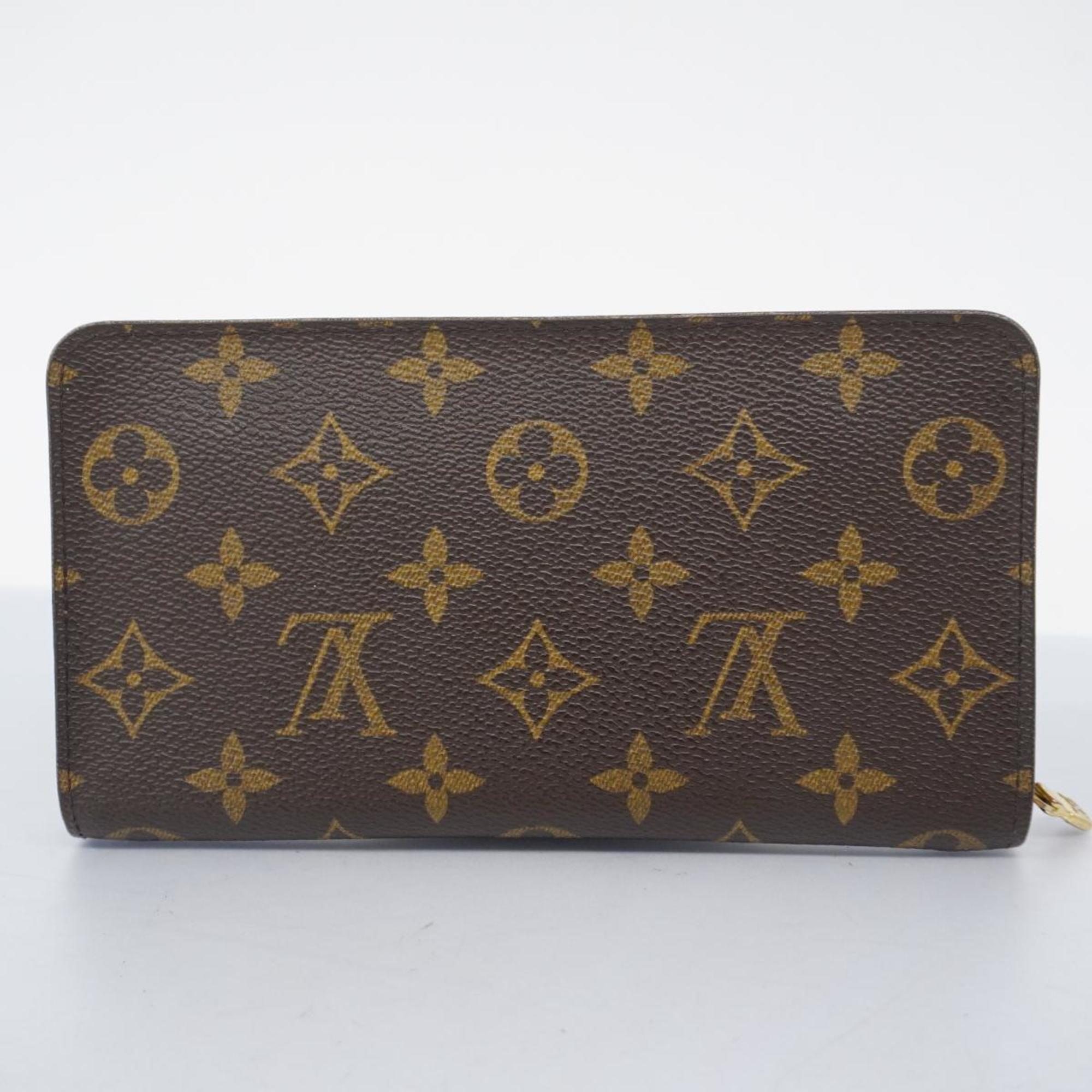 Louis Vuitton Long Wallet Monogram Porto Monaco Zip M61727 Brown Men's Women's