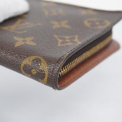 Louis Vuitton Long Wallet Monogram Porto Monaco Zip M61727 Brown Men's Women's