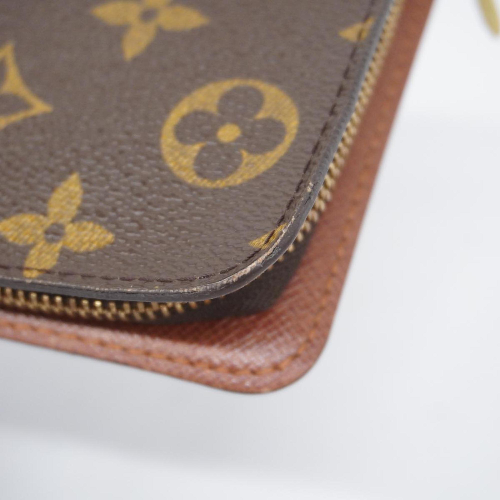 Louis Vuitton Long Wallet Monogram Porto Monaco Zip M61727 Brown Men's Women's