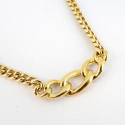 Christian Dior Necklace Chain Rhinestone GP Plated Gold Black Women's