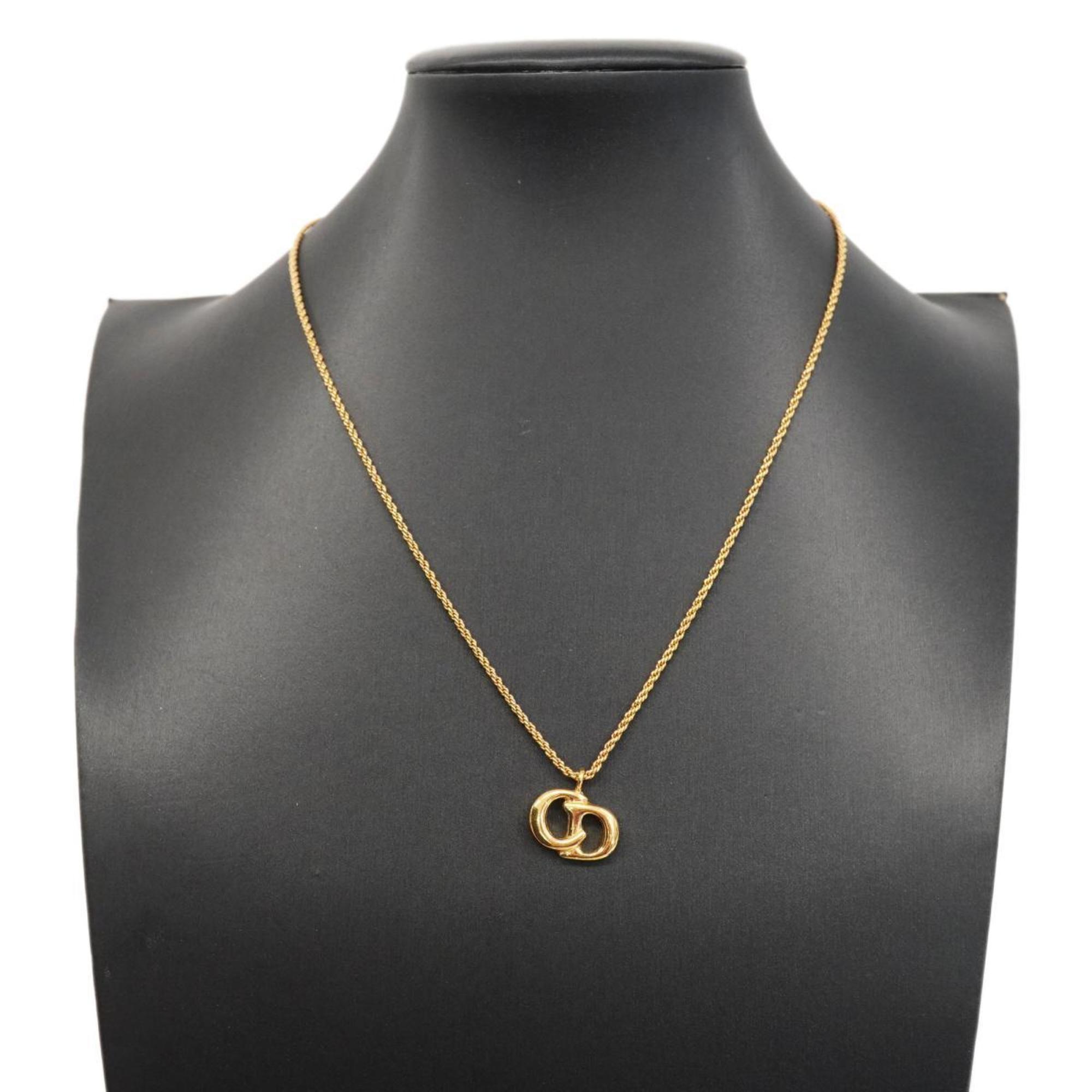 Christian Dior Necklace CD GP Plated Gold Women's