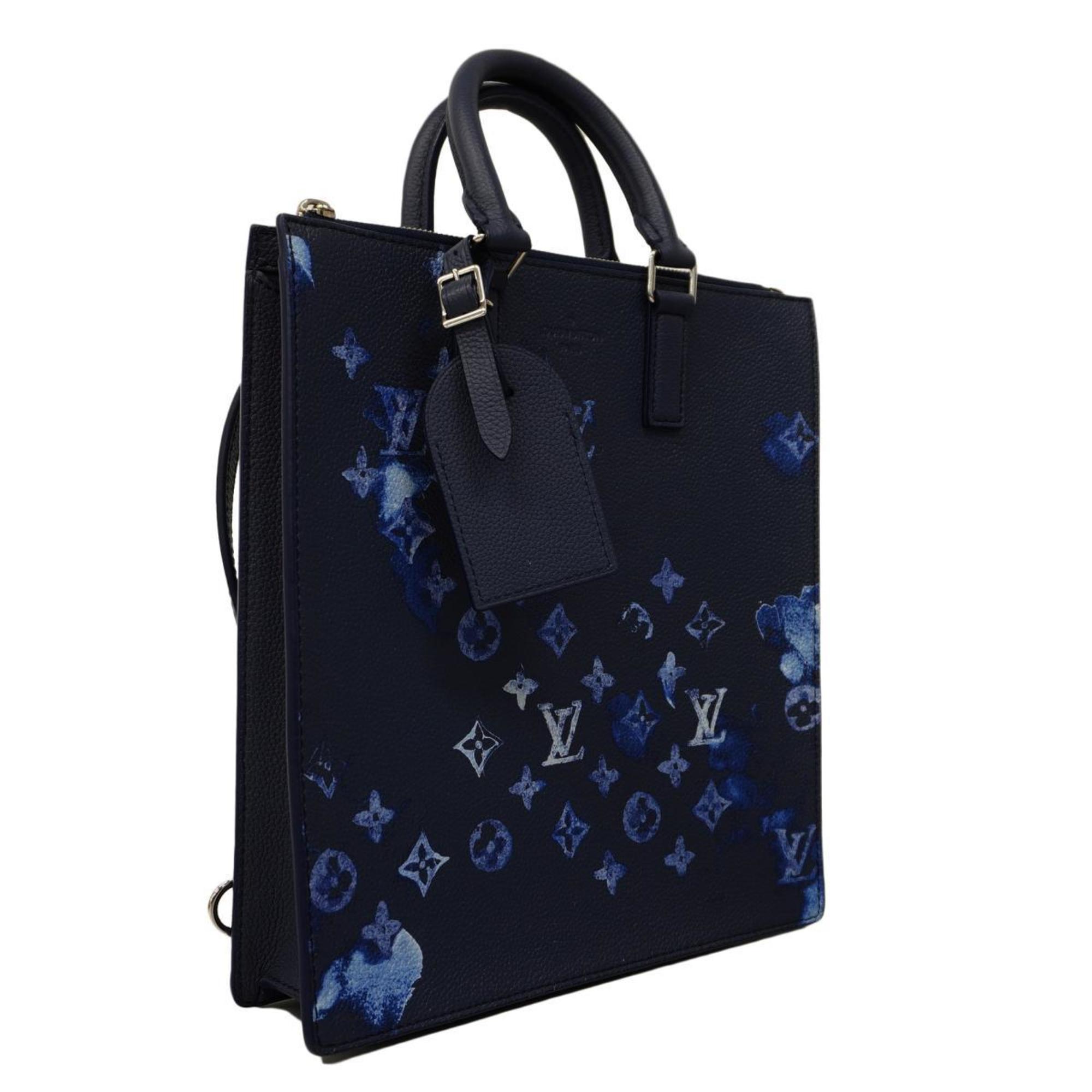 Louis Vuitton Tote Bag Monogram Watercolor Sac Plat M57843 Navy Blue Men's